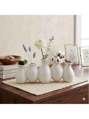 White Ceramic Multi-Bud Vase One Size Unbranded